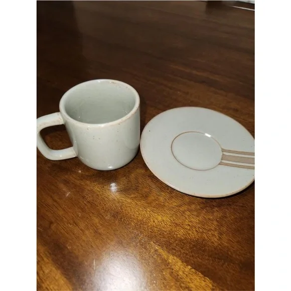 5oz Modern Stripe Stoneware Espresso Cup & Saucer Serene Green - Hearth & Hand - Picture 4 of 4